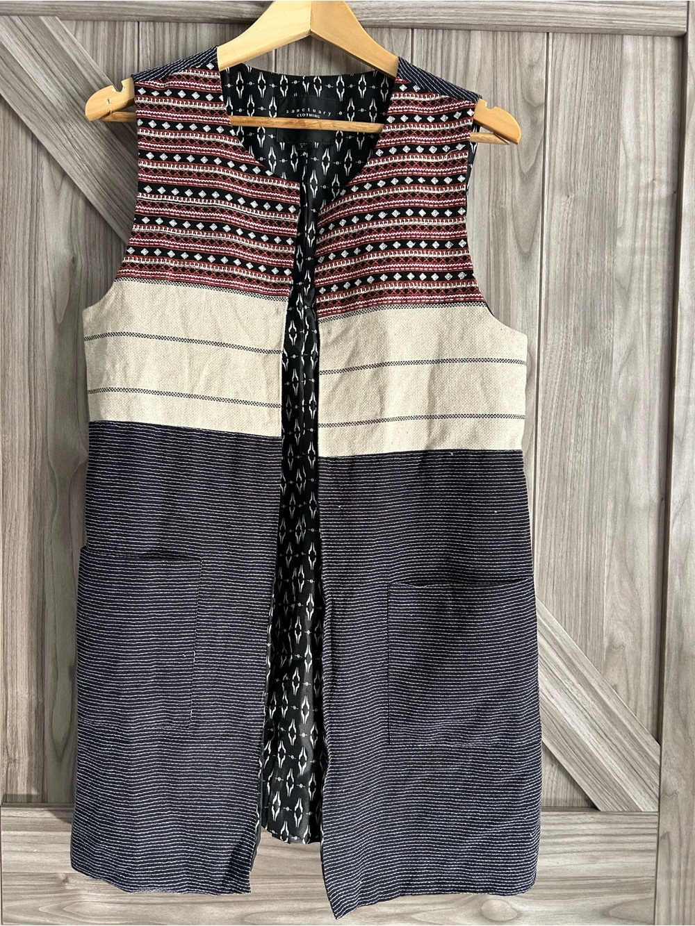 Sanctuary Summer In The City Boho Tapestry Vest Tunic L Large